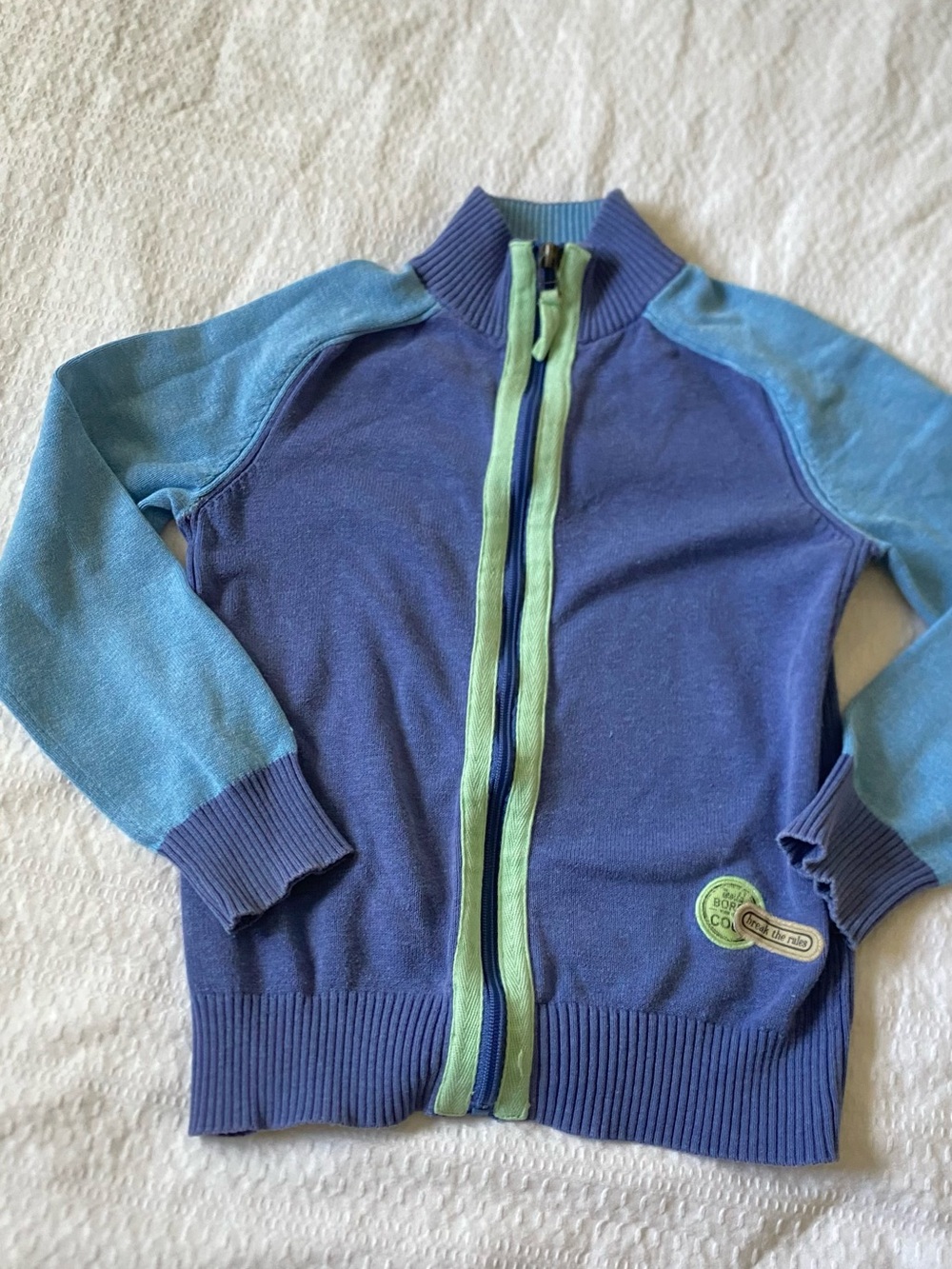 Mishka Kids Two-Tone Blue Zip Hoodie with Mint Trim